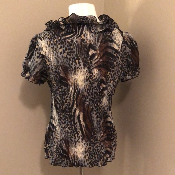 Jaipur Short Sleeve Blouse Ruffle Front Size Large - Picture 4 of 4